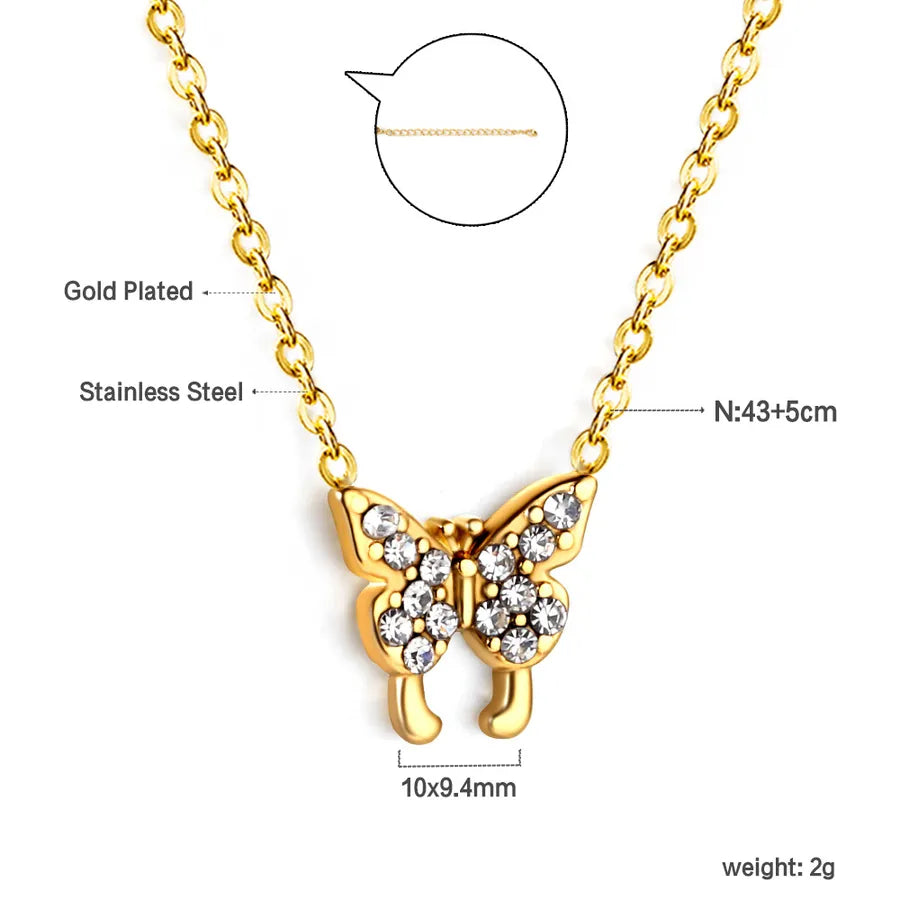 Gold Plated Star Butterfly Heart Pendant Necklace NE2B9702G