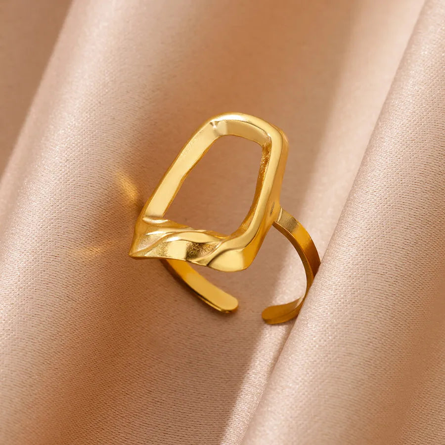 18K Gold Plated Geometric Stainless Steel Ring