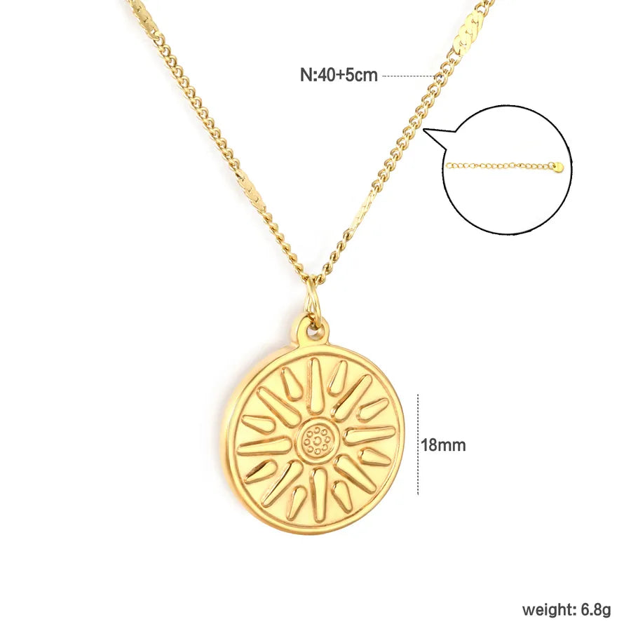 Stainless Steel Sun Pendant Necklace NE2F5301G