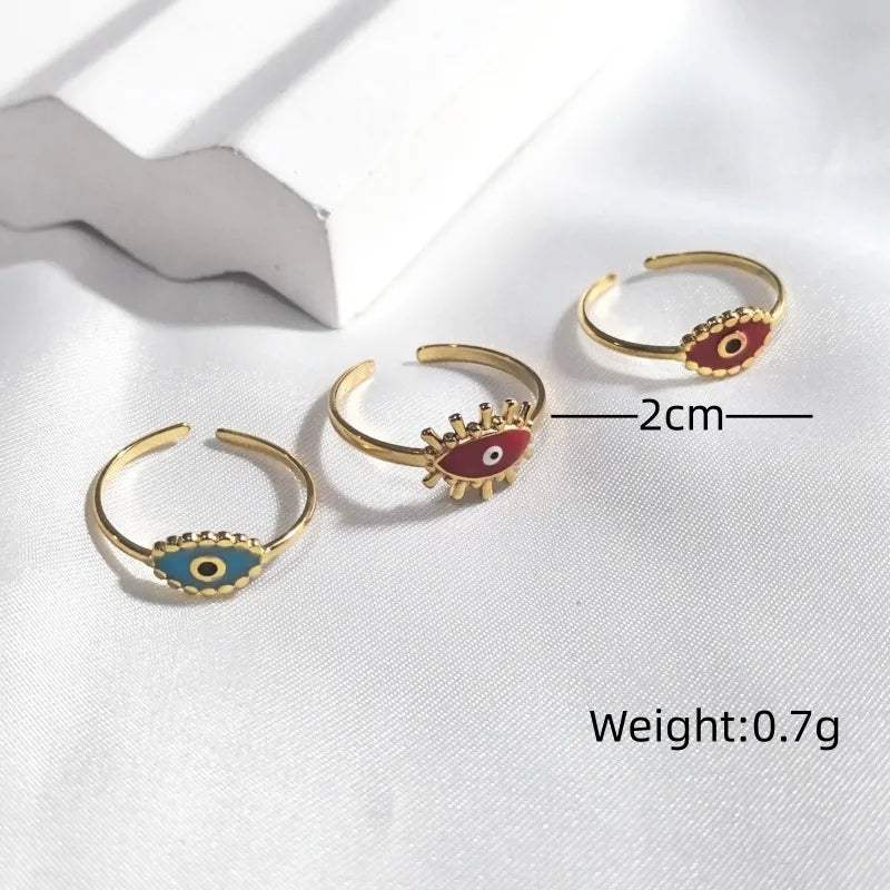 18K Gold Plated Colorful Eye Open Ring