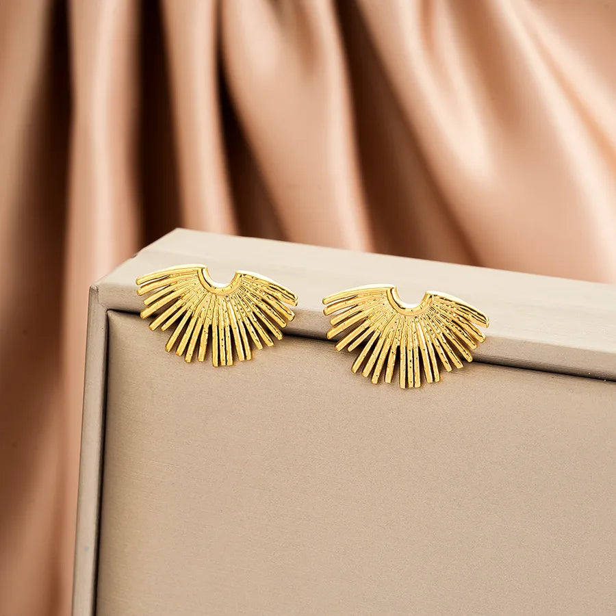 Irregular 18K Gold Plated Stainless Steel Earrings E1404-A (Gold Stud Earrings Pairs)