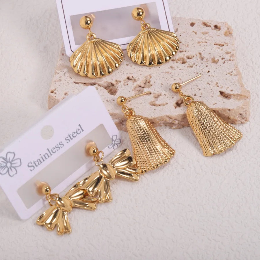 Gold Starfish Shell Drop Earrings