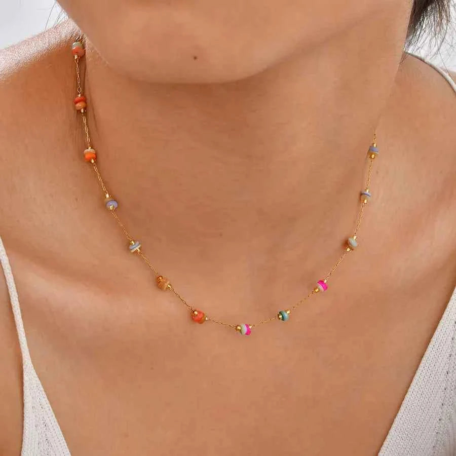 Women's Color Block Stainless Steel Necklace