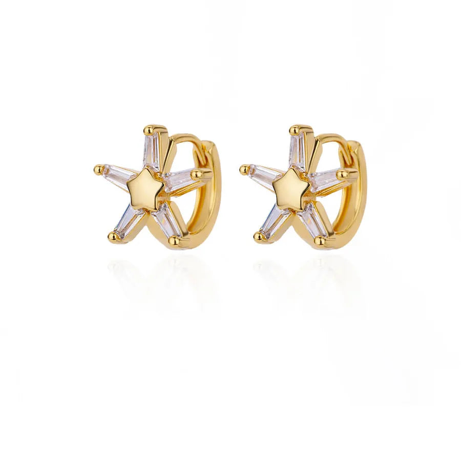 Elegant Geometric Flower Stud Earrings E3126G-3