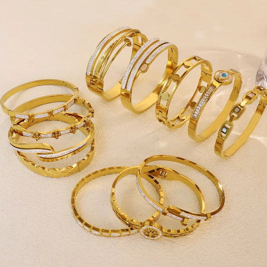 18K Gold Plated Star & Snake Stainless Steel Bracelet