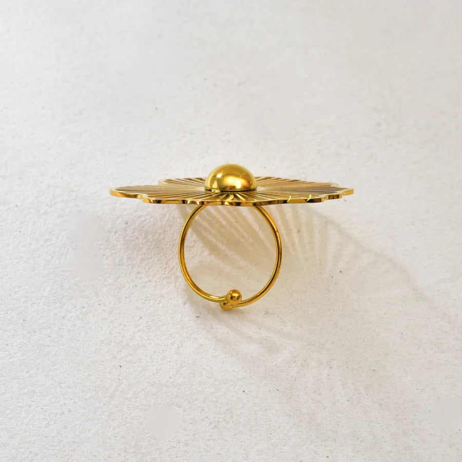 18K Gold Geometric Stainless Steel Ring for Women