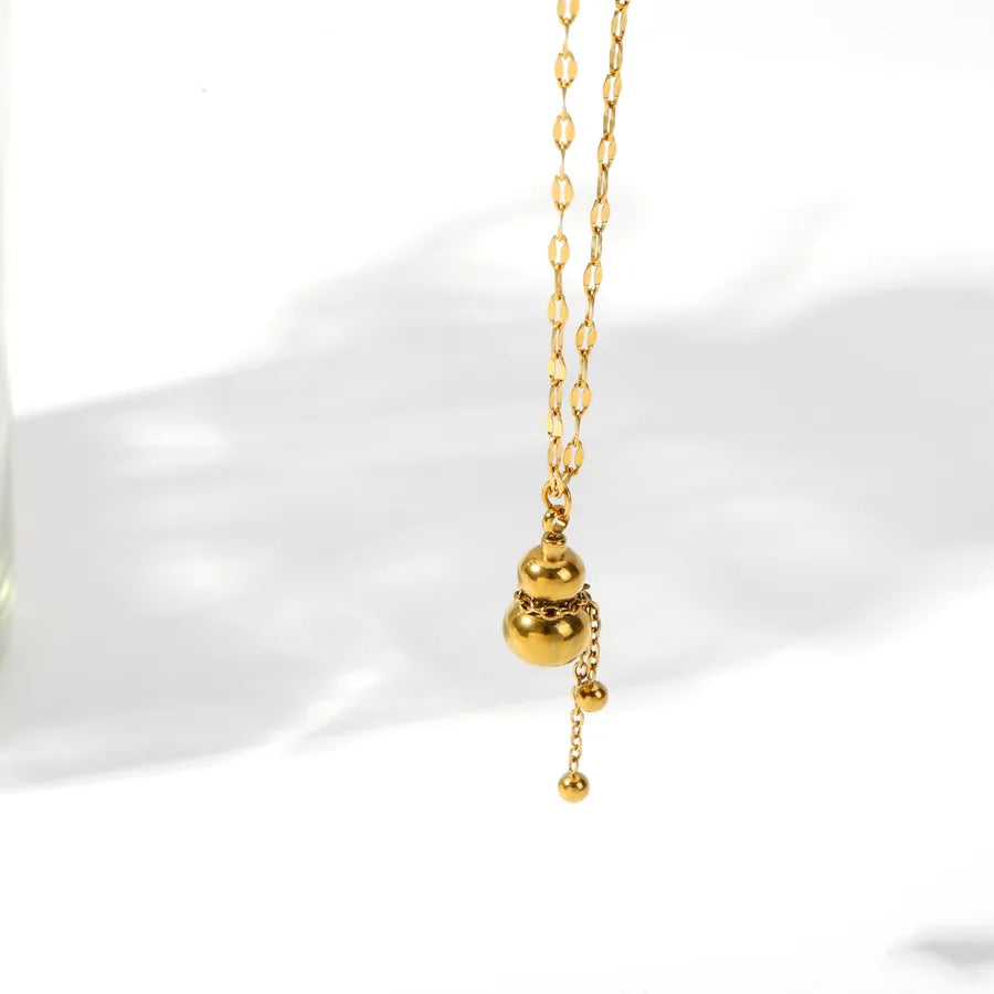 18K Gold Gourd Pendant Necklace – Stainless Steel