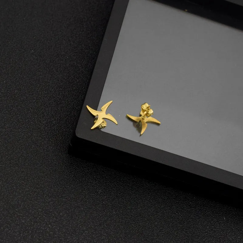 Stainless Steel Windmill Earrings 851 Earrings Gold Small Pair