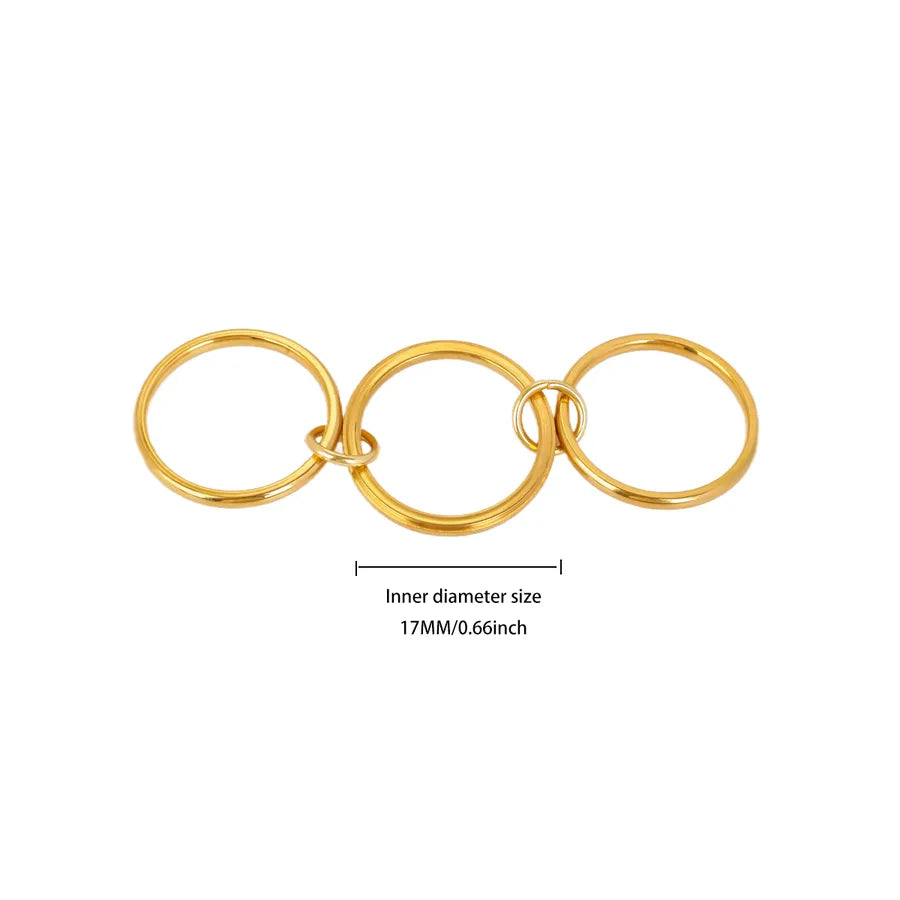 18K Gold Plated Geometric Stainless Steel Ring 7 JZ8203G-7