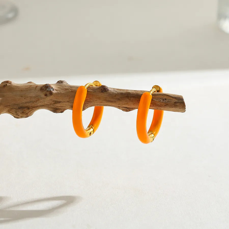 18K Gold Plated Round Stainless Steel Earrings Yellow-16.48*17.26*2.86mm