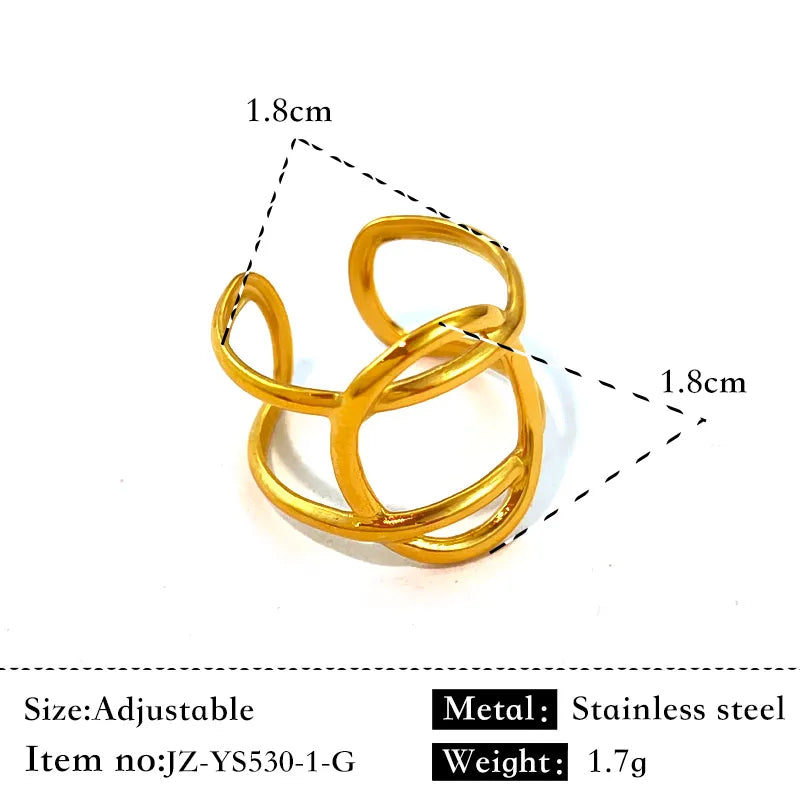 Unisex Geometric Titanium Steel Gold Ring Gold JZ-YS530-1-G