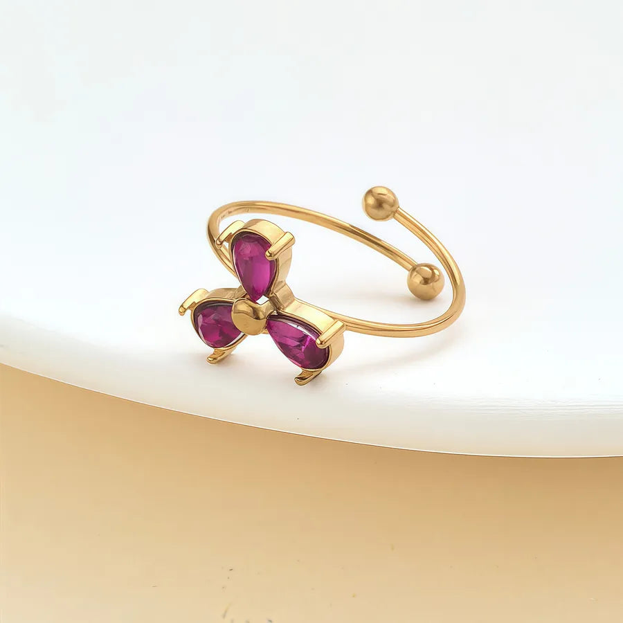 Zircon Heart & Flower Stainless Steel Ring JZ-25-09-019