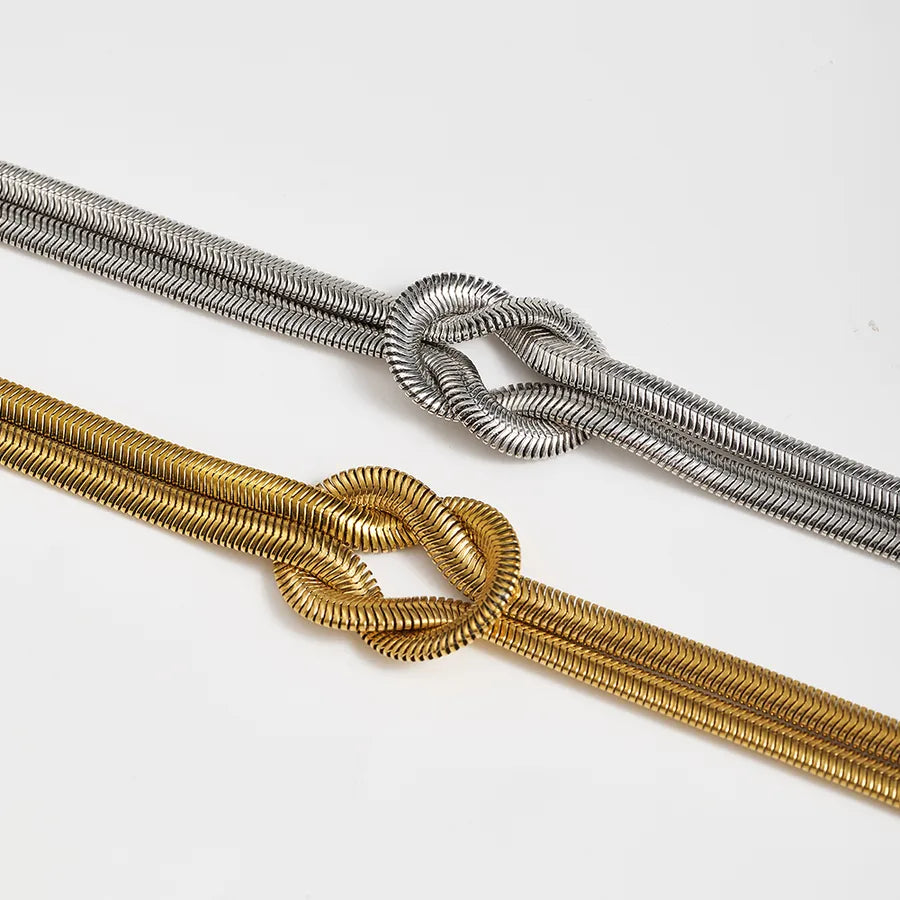 18K Gold Plated Knot Snake Chain Necklace