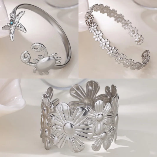 Blue Zircon Starfish Gold Plated Women's Bracelet