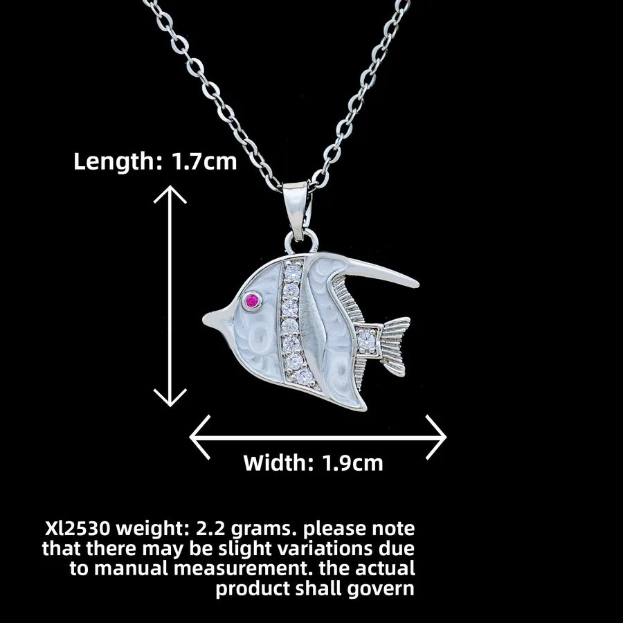 Butterfly & Whale Couple Pendant Necklace XL2530 Prosperity Necklace Silver Drip Oil White