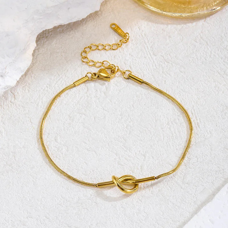 18K Gold Knot Stainless Steel Bracelet