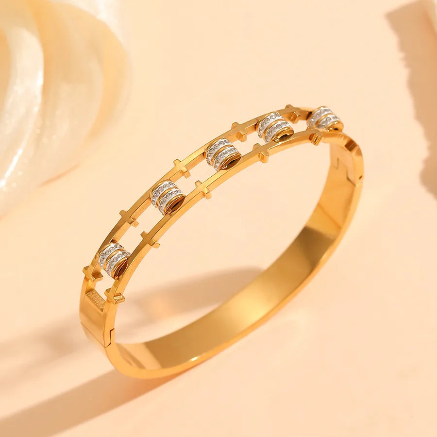 18K Gold PVD Geometric Stainless Steel Bangle Bracelet#4