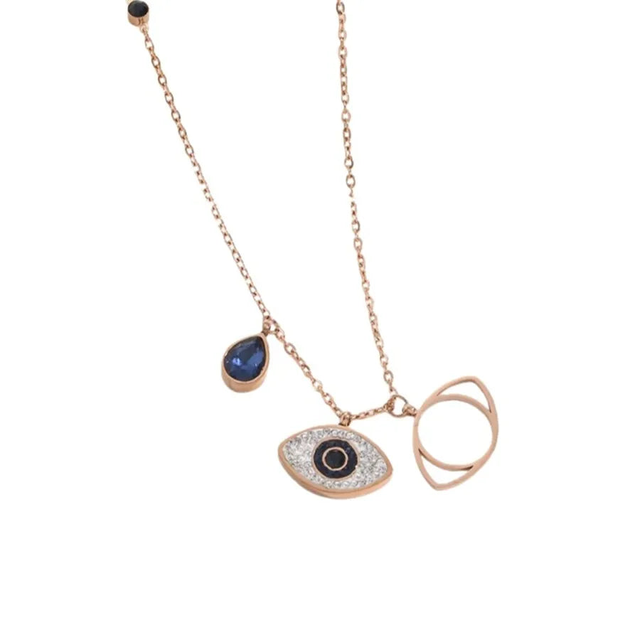 18K Gold Plated Eye Pendant Necklace One Size K410 Heart Rose QJ0410