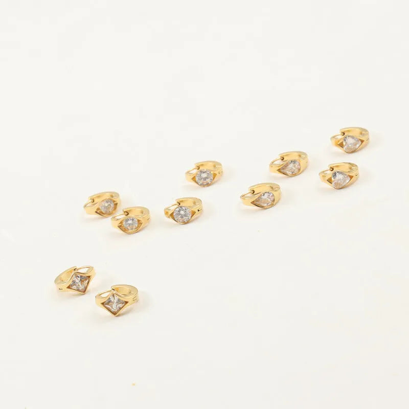 18K Gold Zircon Drop Earrings for Women