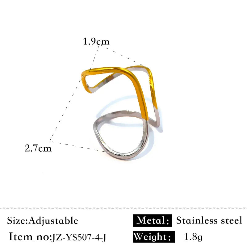 Gold & Silver Stainless Steel Open Ring