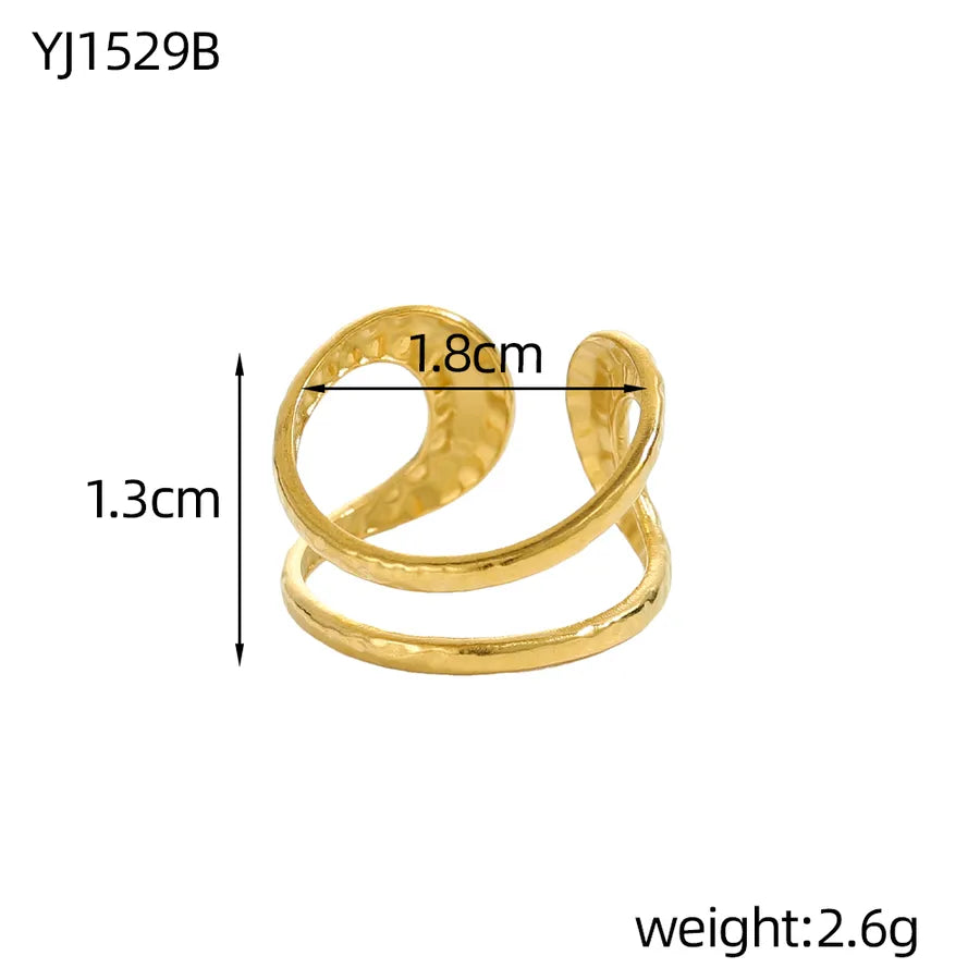 Geometric Titanium Steel Open Ring in 14K/18K Gold One Size YJ1529B 9*9*1
