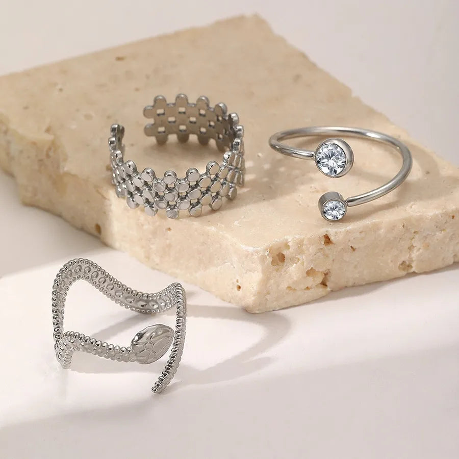 Adjustable Gold Stainless Steel Open Ring Average Size Steel Color 005#