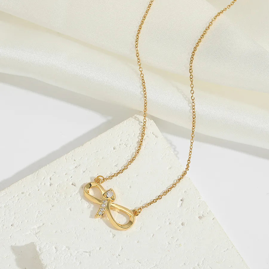 18K Gold Plated Zircon Bow Necklace