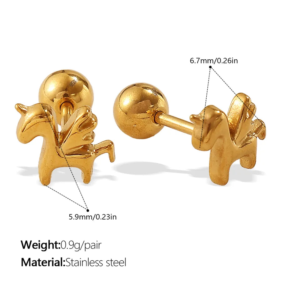 Gold Plated Stainless Steel Bear Earrings EH1200G Piercing Earrings