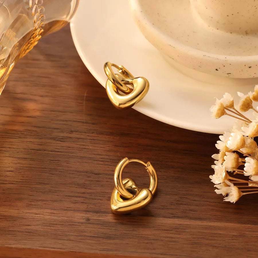 18K Gold Plated Heart Earrings – Vintage Style