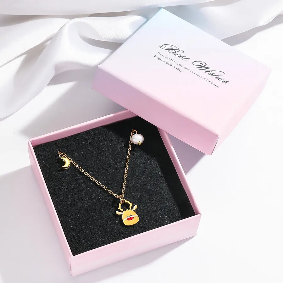 Freshwater Pearl Christmas Deer Necklace