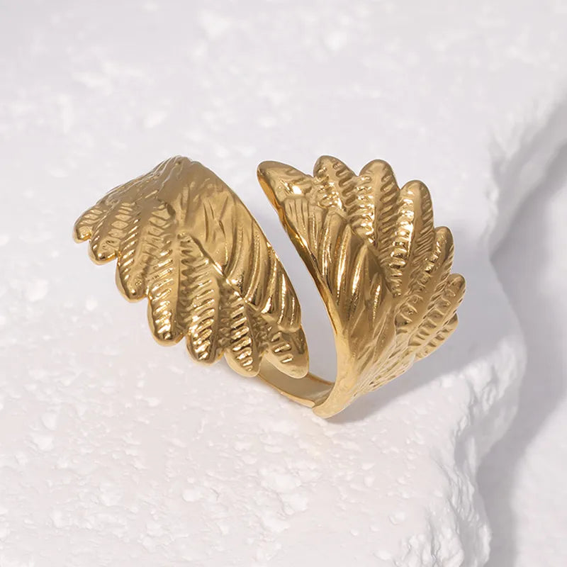 Gold Plated Wing Stainless Steel Ring for Women