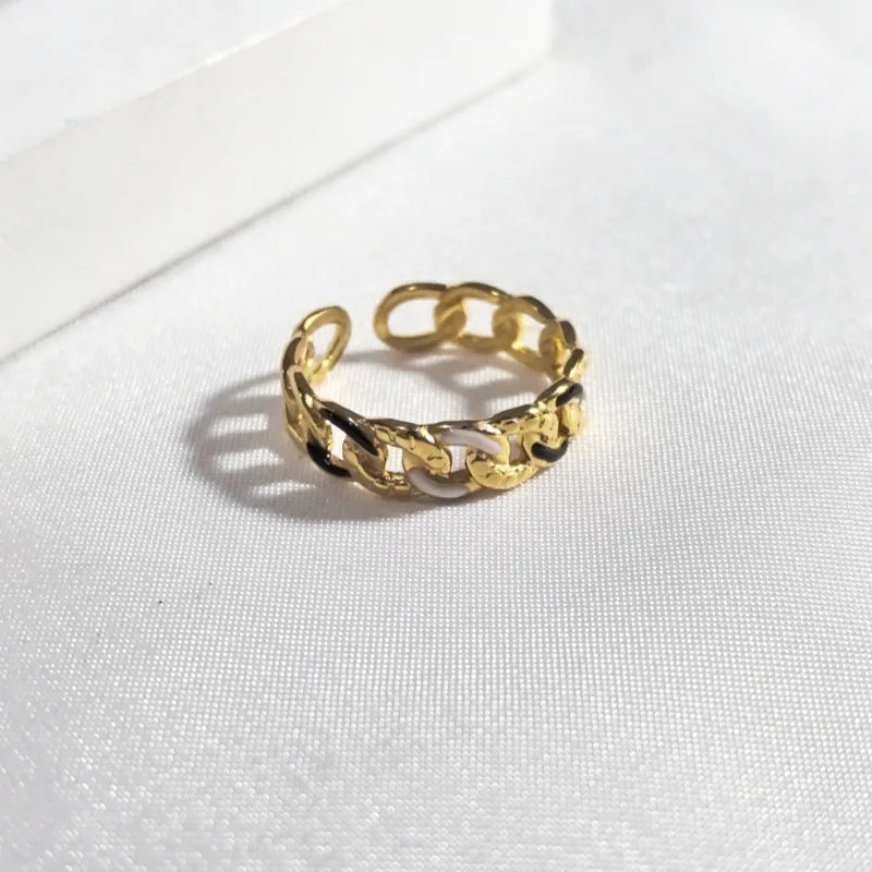 Gold Stainless Steel Open Ring – Cross Design