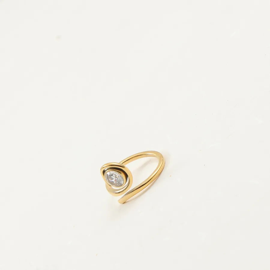 18K Gold Plated Open Ring with Zirconia