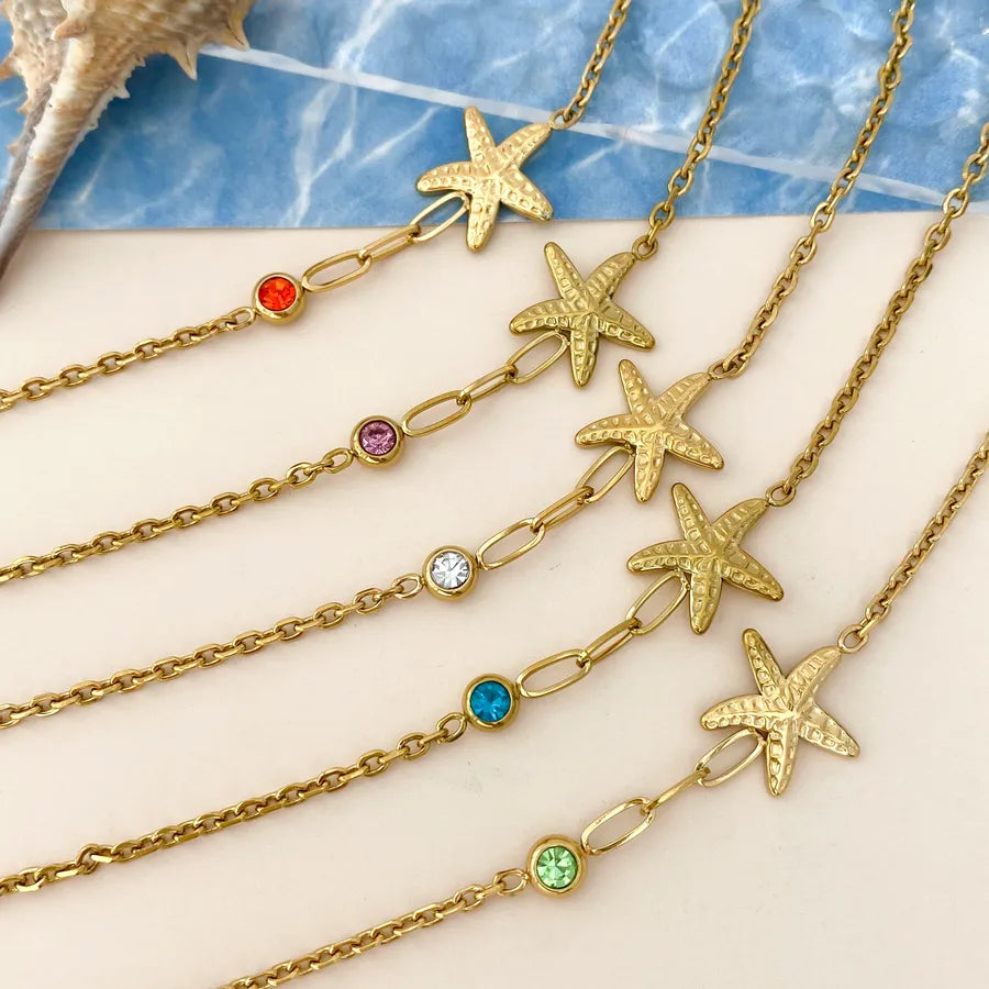 18K Gold Starfish Bracelet in Titanium Steel