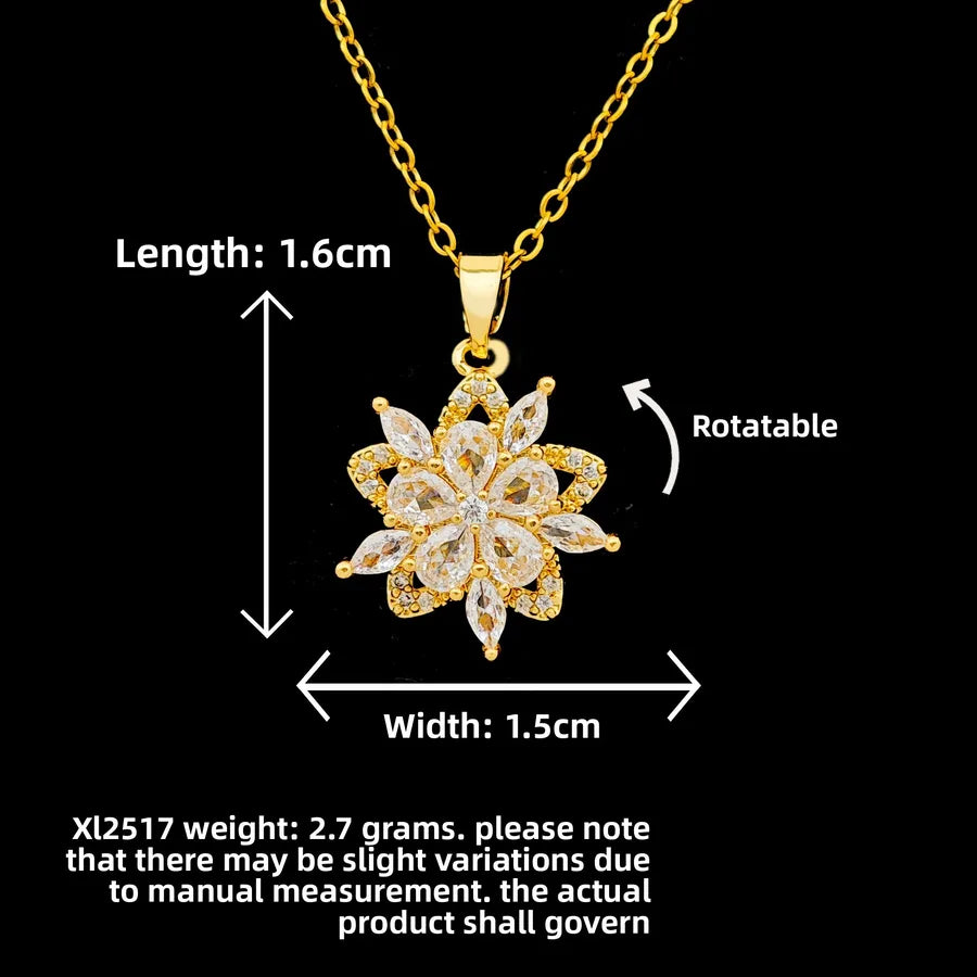 Butterfly & Whale Couple Pendant Necklace XL2517 Rotating Five-Petal Flower Star Necklace Gold