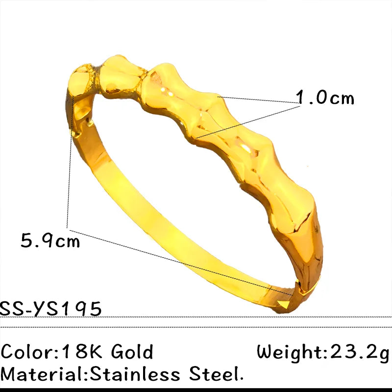 Gold Stainless Steel Bamboo Cuff Bracelet