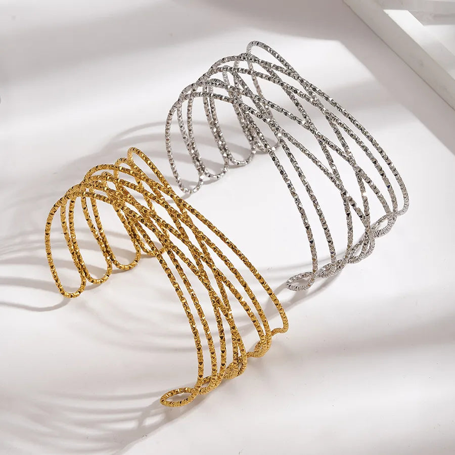 Minimalist Gold Stainless Steel Open Bangle