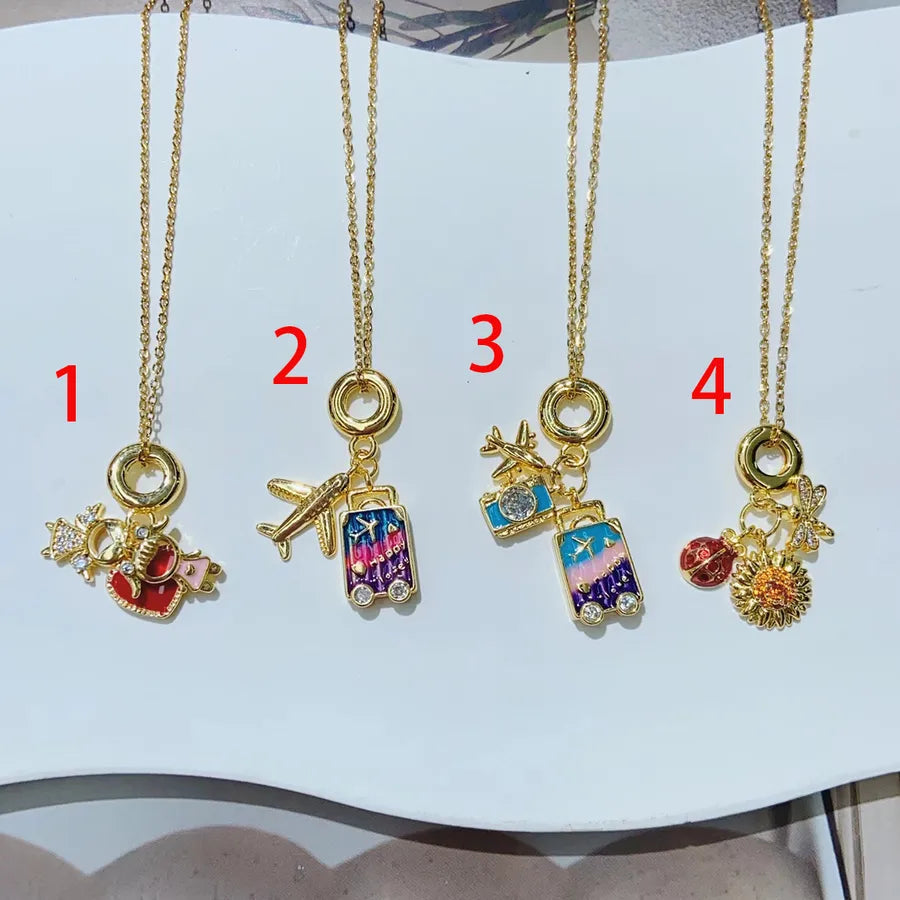 18K Gold Plated Stainless Steel Airplane Necklace 4