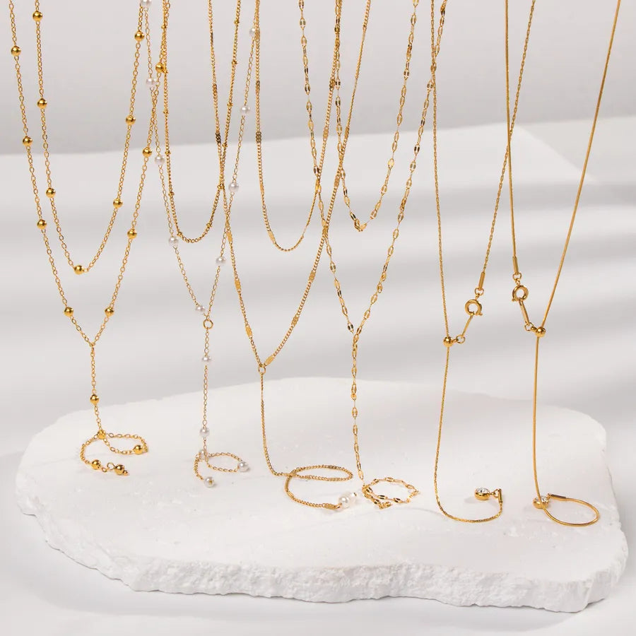 Double Layer Gold Y Necklace – Waterproof & Elegant