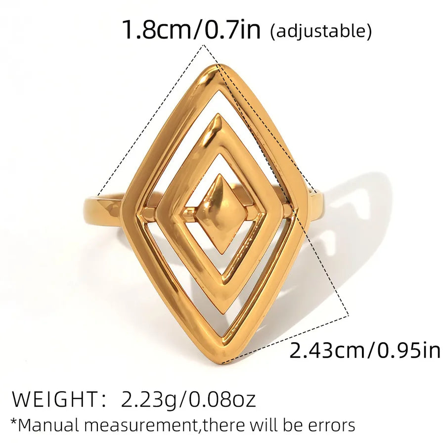 18K Gold Geometric Adjustable Ring for Women adjustable Gold 1 Piece of Geometric Open Ring