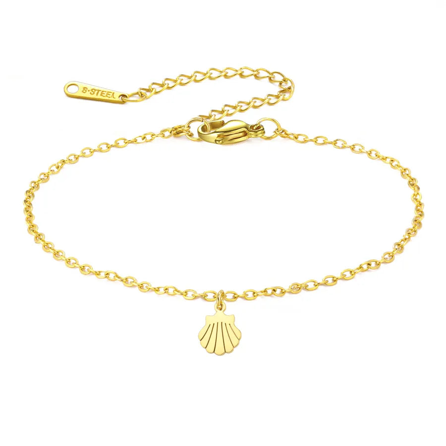 Minimalist Gold Cross Heart Bracelet Gold Shell-Cross Chain