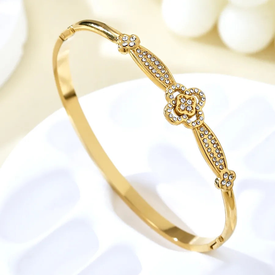 18K Gold Plated Four-Leaf Zircon Bracelet