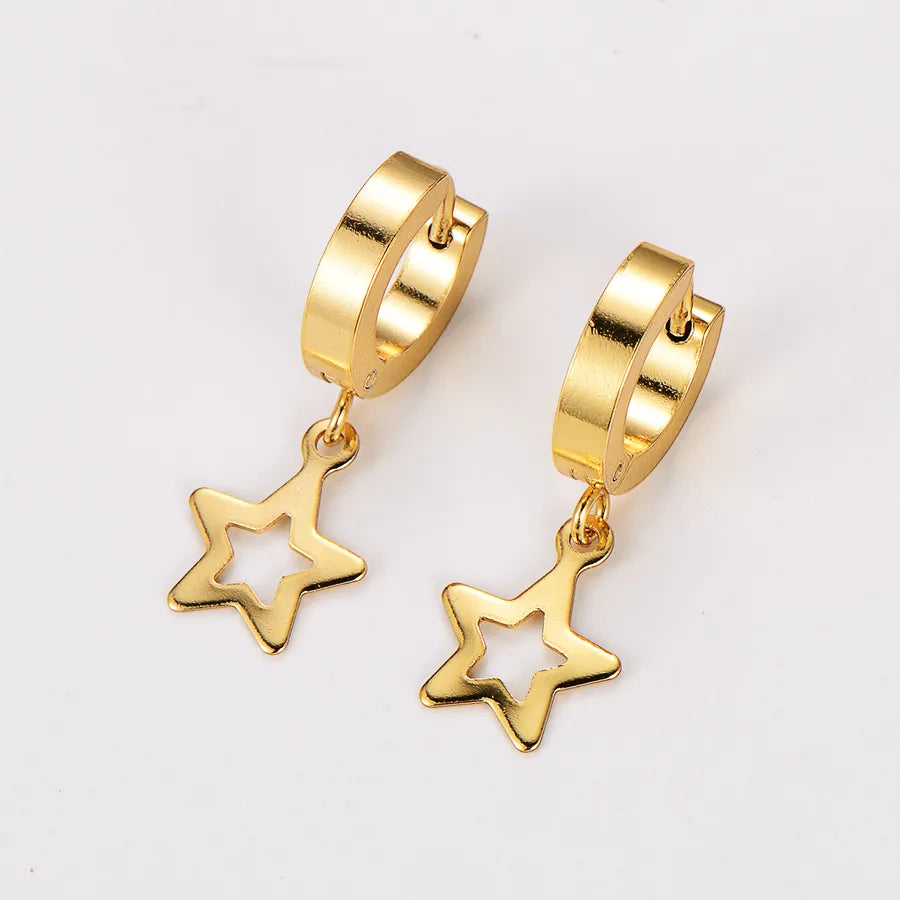 Gold Stainless Steel Star & Heart Ear Cuffs - 12 Pairs