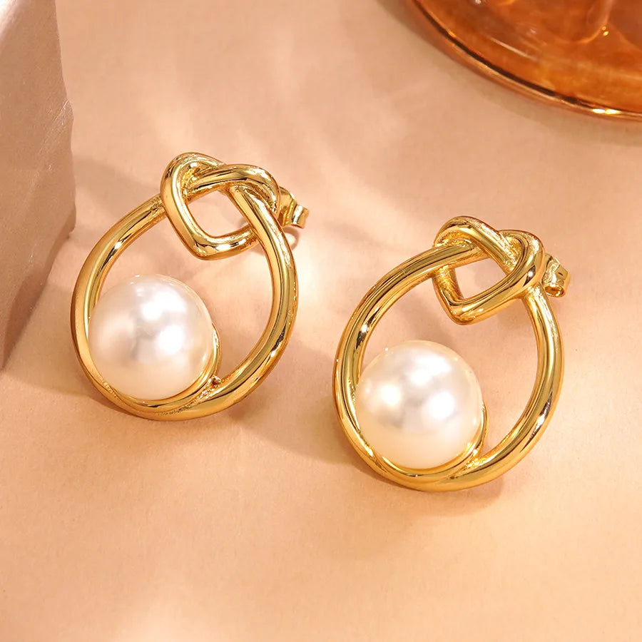 Gold Heart Beaded Earrings for Women