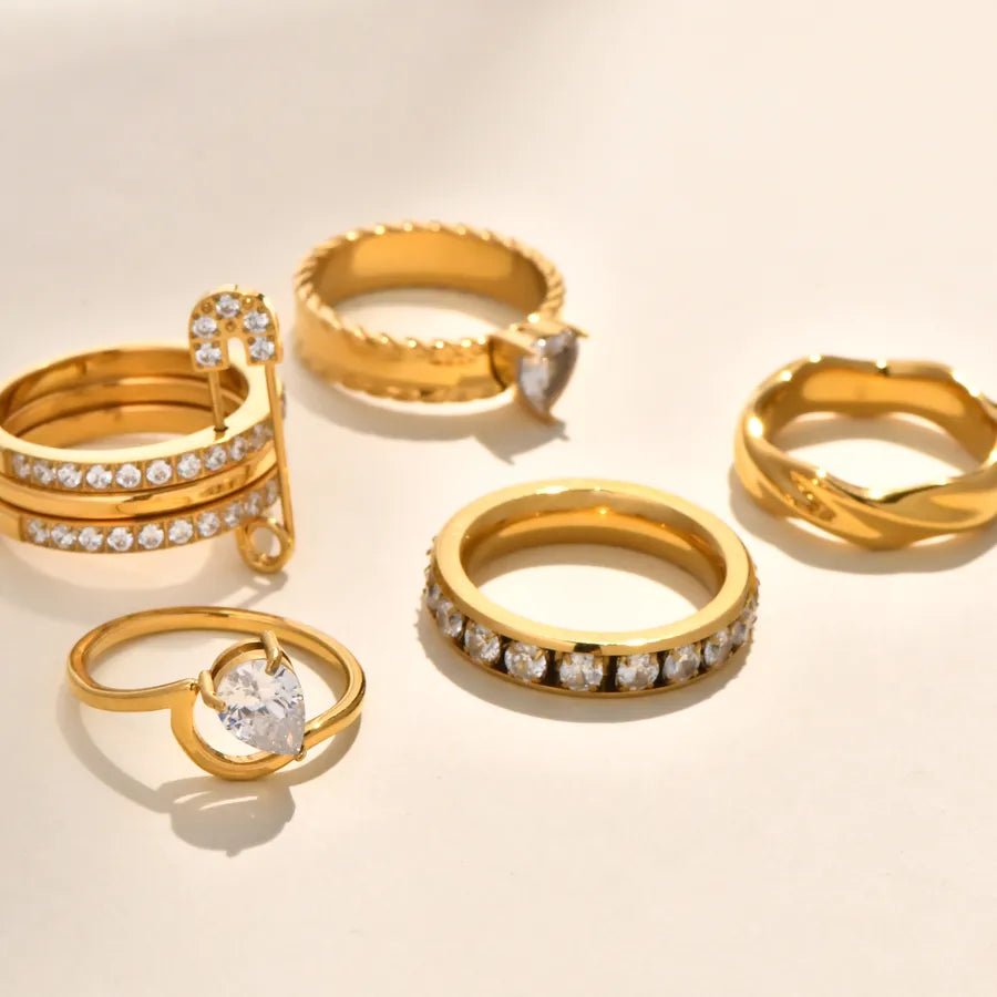 Elegant Gold Plated Zirconia Rotating Ring