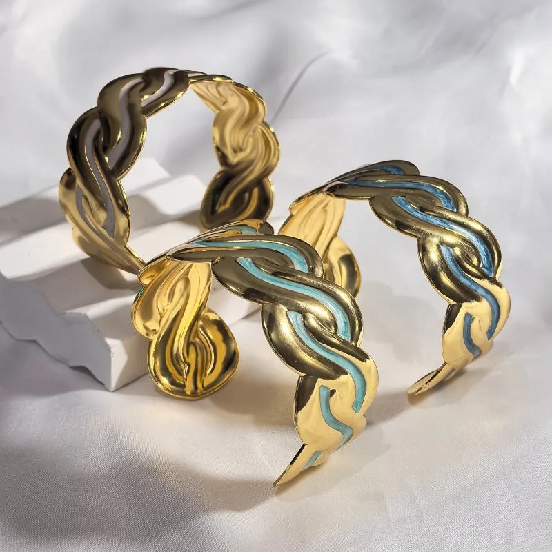 Gold Wave Stainless Steel Bangle