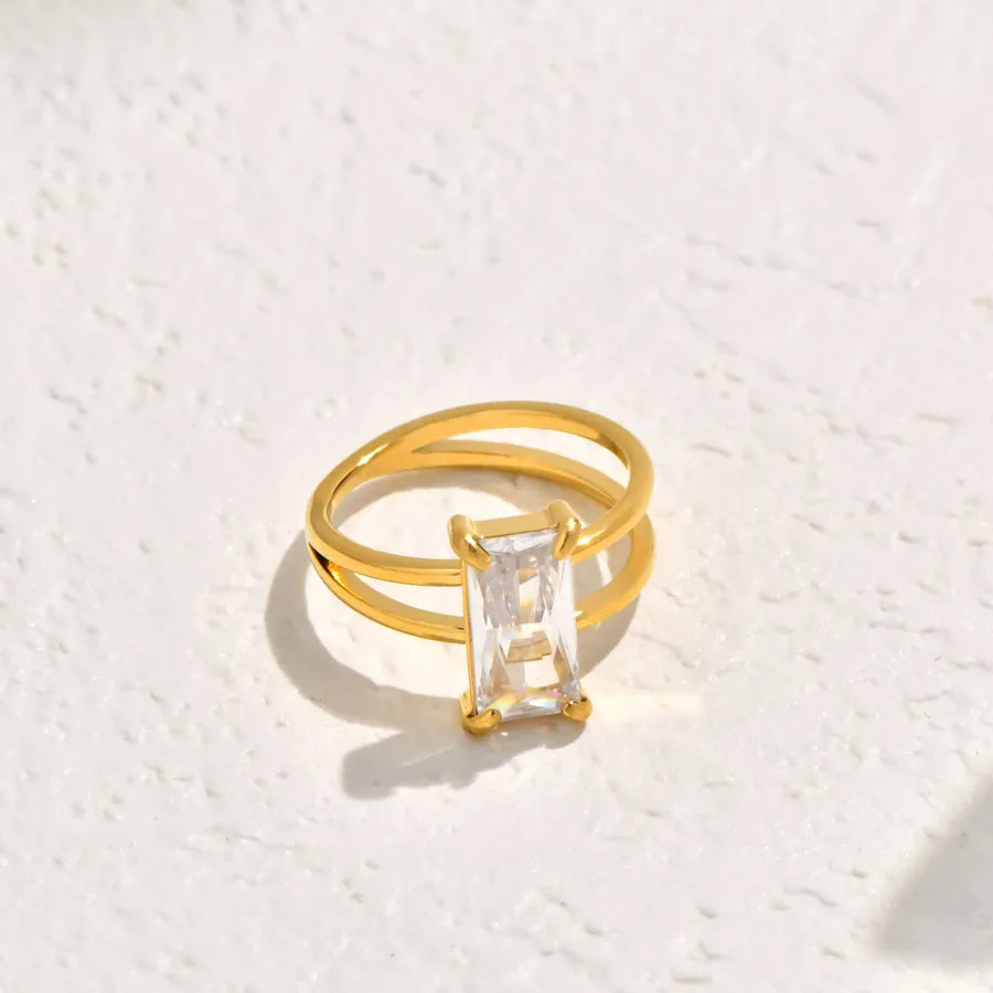 18K Gold Plated Geometric Pearl Zircon Ring 5772601