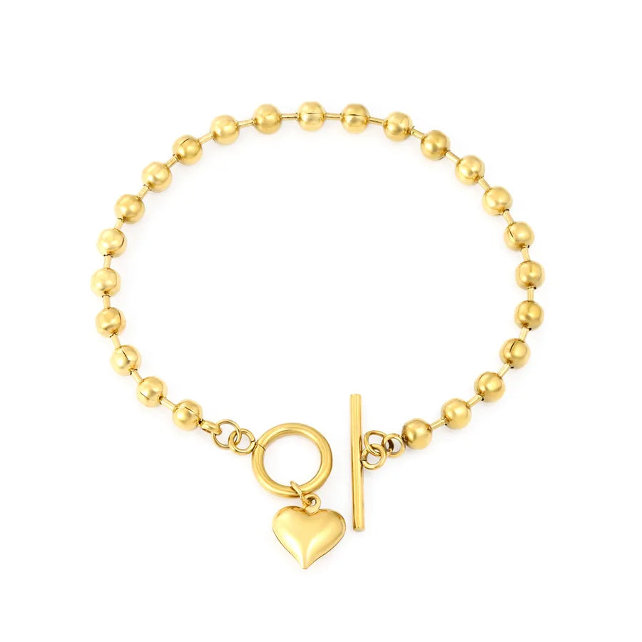 18K Gold Plated Stainless Steel Heart Bracelet