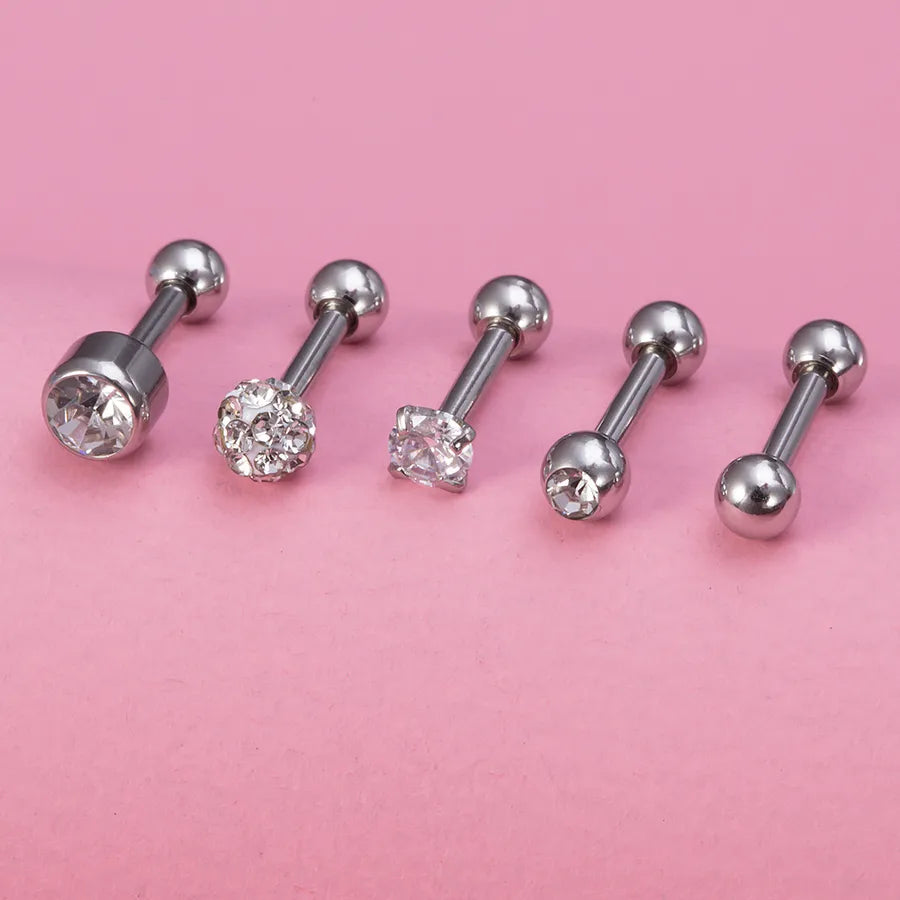 Silver Geometric Zircon Tooth Earrings Set