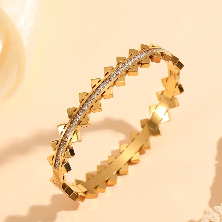 18K Gold PVD Geometric Stainless Steel Bangle